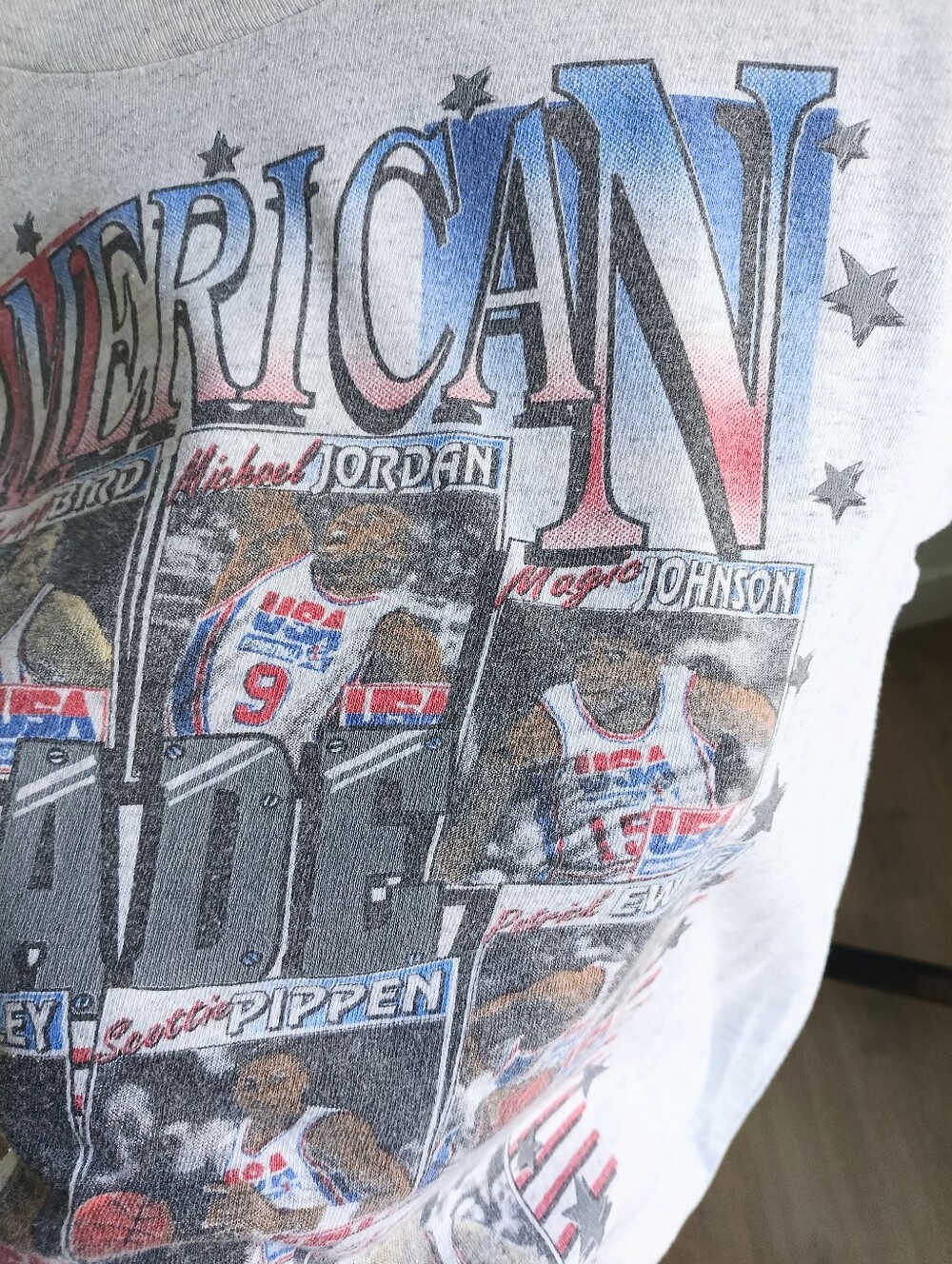 Vtg 1992 USA Basketball Dream Team Jordan Bird Tee L - Picture 6 of 11